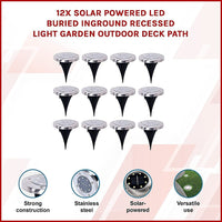 12x Solar Powered LED Buried Inground Recessed Light Garden Outdoor Deck Path Home & Garden Kings Warehouse