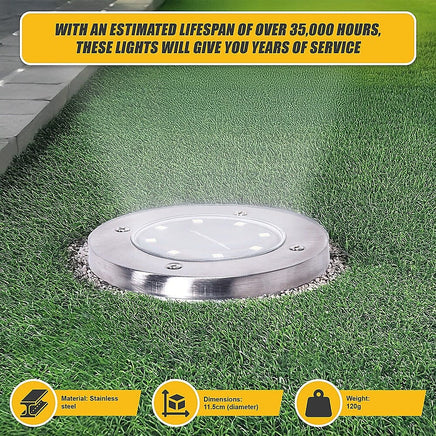 12x Solar Powered LED Buried Inground Recessed Light Garden Outdoor Deck Path Home & Garden Kings Warehouse