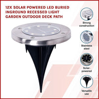 12x Solar Powered LED Buried Inground Recessed Light Garden Outdoor Deck Path Home & Garden Kings Warehouse