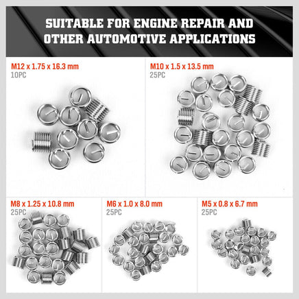 131Pc Metric Thread Repair Kit HSS Drill Helicoil Set Heli Coil Tap Insert with Case Auto Accessories Kings Warehouse
