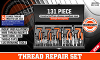 131Pc Metric Thread Repair Kit HSS Drill Helicoil Set Heli Coil Tap Insert with Case Auto Accessories Kings Warehouse