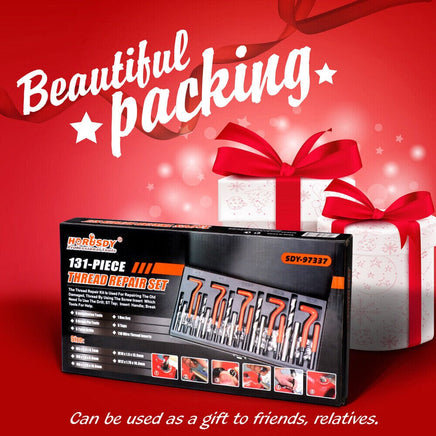 131Pc Metric Thread Repair Kit HSS Drill Helicoil Set Heli Coil Tap Insert with Case Auto Accessories Kings Warehouse