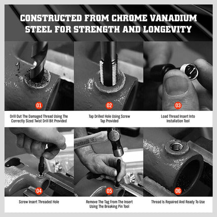 131Pc Metric Thread Repair Kit HSS Drill Helicoil Set Heli Coil Tap Insert with Case Auto Accessories Kings Warehouse