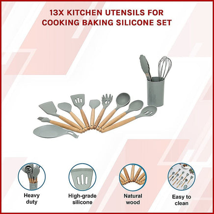 13x Kitchen Utensils for Cooking Baking Silicone Set Home & Garden Kings Warehouse