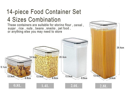 14 Pieces Airtight Food Storage and BPA Free Plastic with Easy Lock Black Lids Labels for Kitchen Kings Warehouse