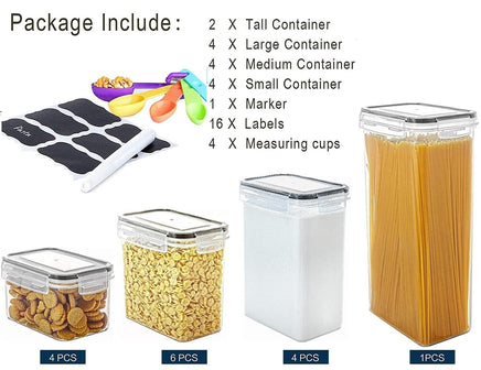 14 Pieces Airtight Food Storage and BPA Free Plastic with Easy Lock Black Lids Labels for Kitchen Kings Warehouse