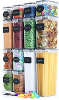 14 Pieces Airtight Food Storage and BPA Free Plastic with Easy Lock Black Lids Labels for Kitchen Kings Warehouse