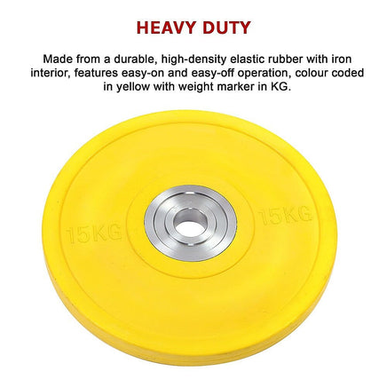 15KG PRO Olympic Rubber Bumper Weight Plate Sports & Fitness Kings Warehouse