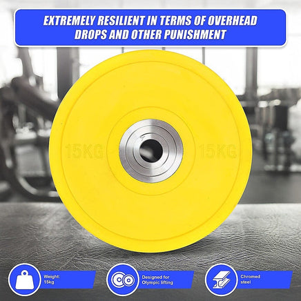 15KG PRO Olympic Rubber Bumper Weight Plate Sports & Fitness Kings Warehouse