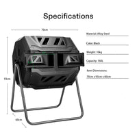 160L Large Outdoor Compost Bin Dual Chamber Tumbling Composter Tumbler Rotating Kings Warehouse