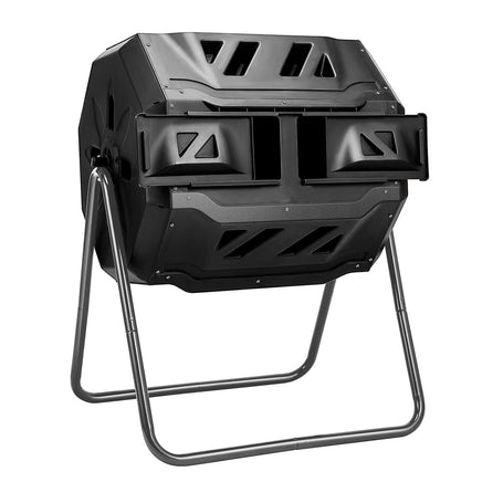 160L Large Outdoor Compost Bin Dual Chamber Tumbling Composter Tumbler Rotating Kings Warehouse