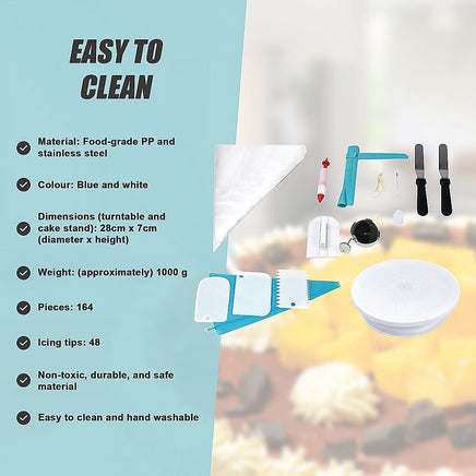 164Pcs Cake Decorating Kit Turntable Rotating Baking Flower Icing Piping Nozzles Home & Garden Kings Warehouse