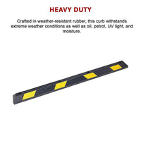 180cm Heavy Duty Rubber Curb Parking Guide Wheel Driveway Stopper Reflective Yellow Tools Kings Warehouse