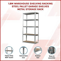 1.8M Warehouse Shelving Racking Steel Pallet Garage Shelves Metal Storage Rack Furniture Kings Warehouse