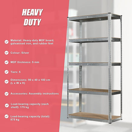 1.8M Warehouse Shelving Racking Steel Pallet Garage Shelves Metal Storage Rack Furniture Kings Warehouse