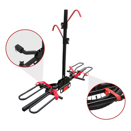 2 Bicycle Bike Rack Rear Car Carrier 2" Hitch Mount Platform Foldable Sports & Fitness Kings Warehouse