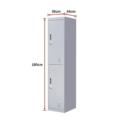 2-Door Vertical Locker for Office Gym Shed School Home Storage Furniture Kings Warehouse