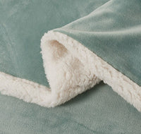 2 in 1 Teddy Sherpa Quilt Cover Set and Blanket king size sage green Home & Garden Kings Warehouse