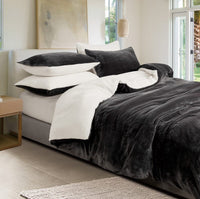 2 in 1 Teddy Sherpa Quilt Cover Set and Blanket queen size charcoal Home & Garden Kings Warehouse