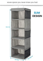 2 Pack 5 Foldable Shelf Hanging Closet Organizer Space Saver with Side Accessories Pockets for Clothes Storage bedroom furniture Kings Warehouse