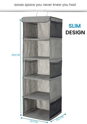 2 Pack 5 Foldable Shelf Hanging Closet Organizer Space Saver with Side Accessories Pockets for Clothes Storage bedroom furniture Kings Warehouse