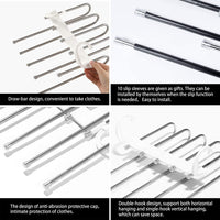 2 Pack Adjustable Multi-Layer 5 in 1 Pants Hanger for Wardrobe and Home Storage (White) bedroom furniture Kings Warehouse