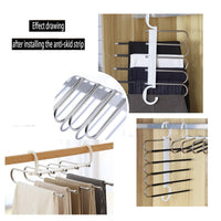 2 Pack Adjustable Multi-Layer 5 in 1 Pants Hanger for Wardrobe and Home Storage (White) bedroom furniture Kings Warehouse