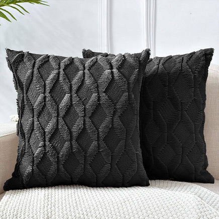 2 Pack Decorative Boho Throw Pillow Covers 45 x 45 cm (Black) Furniture Frenzy Kings Warehouse