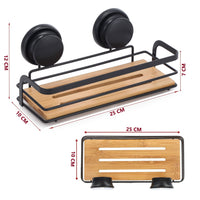 2 Pack Rectangular Bamboo Corner Shower Caddy Shelf Basket Rack with Premium Vacuum Suction Cup No-Drilling for Bathroom and Kitchen Fun in the Sun Kings Warehouse 