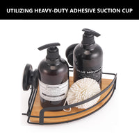 2 Pack Round Bamboo Corner Shower Caddy Shelf Basket Rack with Premium Vacuum Suction Cup No-Drilling for Bathroom and Kitchen Fun in the Sun Kings Warehouse