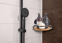 2 Pack Round Bamboo Corner Shower Caddy Shelf Basket Rack with Premium Vacuum Suction Cup No-Drilling for Bathroom and Kitchen Fun in the Sun Kings Warehouse