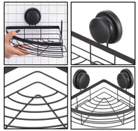 2 Pack Round Corner Shower Caddy Shelf Basket Rack with Premium Vacuum Suction Cup No-Drilling for Bathroom and Kitchen Kings Warehouse