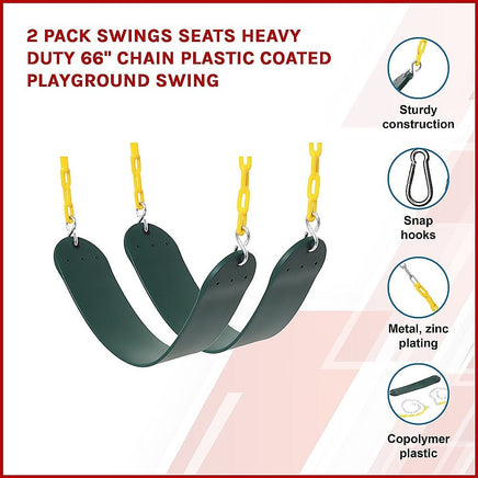 2 Pack Swings Seats Heavy Duty 66" Chain Plastic Coated Playground Swing Home & Garden Kings Warehouse