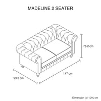 2 Seater Brown Sofa Lounge Button Tufted in Faux Leather Furniture Kings Warehouse