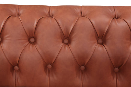 2 Seater Brown Sofa Lounge Button Tufted in Faux Leather Furniture Kings Warehouse