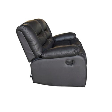 2 Seater Recliner Sofa In Faux Leather Lounge Couch in Black Furniture Kings Warehouse
