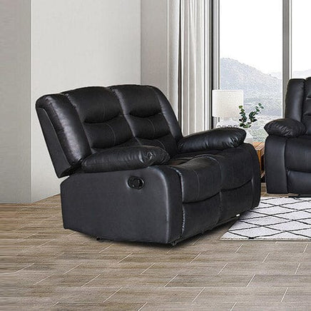 2 Seater Recliner Sofa In Faux Leather Lounge Couch in Black Furniture Kings Warehouse