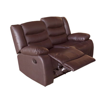 2 Seater Recliner Sofa In Faux Leather Lounge Couch in Brown Health & Beauty Kings Warehouse