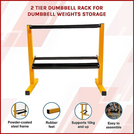 2 Tier Dumbbell Rack for Dumbbell Weights Storage Sports & Fitness Kings Warehouse