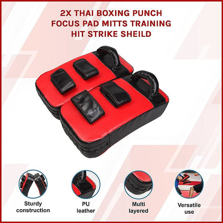 2 x Thai Boxing Punch Focus Pad Mitts Training Hit Strike Shield Sports & Fitness Kings Warehouse