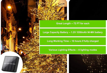 200 Waterproof LED Solar Fairy Light Outdoor with 8 Lighting Modes for Home,Garden and Decoration Kings Warehouse