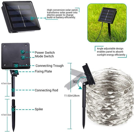200 Waterproof LED Solar Fairy Light Outdoor with 8 Lighting Modes for Home,Garden and Decoration Kings Warehouse