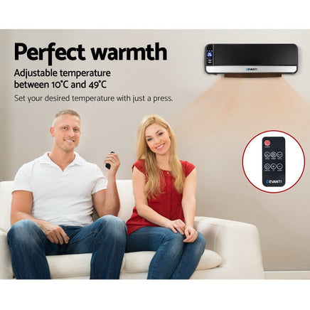 2000W Wall Mounted Panel Heater - Black Appliances Supplies Kings Warehouse