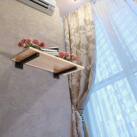 20cm Floating Shelf Brackets Industrial Metal Shelving Supports 4-Pack - Black Furniture Kings Warehouse