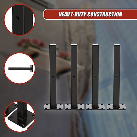 20cm Floating Shelf Brackets Industrial Metal Shelving Supports 4-Pack - Black Furniture Kings Warehouse