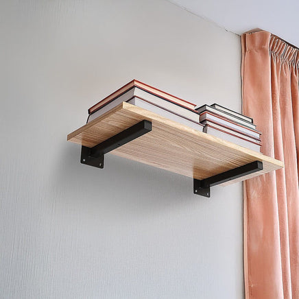 20cm Floating Shelf Brackets Industrial Metal Shelving Supports 4-Pack - Black Furniture Kings Warehouse