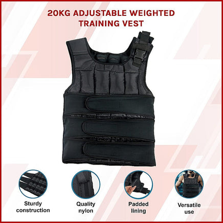 20Kg Adjustable Weighted Training Vest Sports & Fitness Kings Warehouse