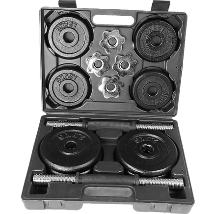 20kg Black Dumbbell Set with Carrying Case Sports & Fitness Kings Warehouse