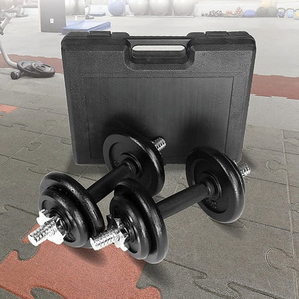 20kg Black Dumbbell Set with Carrying Case Sports & Fitness Kings Warehouse