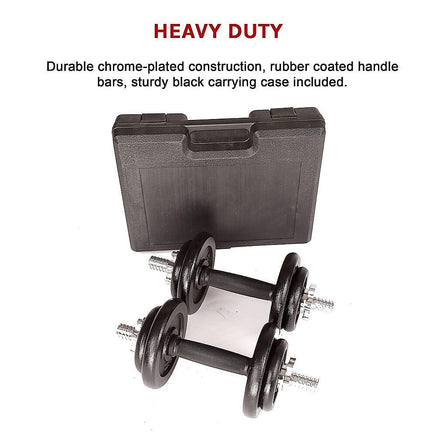 20kg Black Dumbbell Set with Carrying Case Sports & Fitness Kings Warehouse